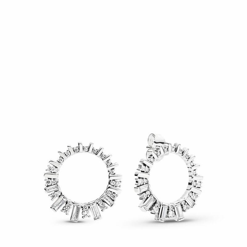 Pandora Glacial Beauty Drop Earrings Ireland - Sterling Silver/Cubic Zirconia - 671098ZMA